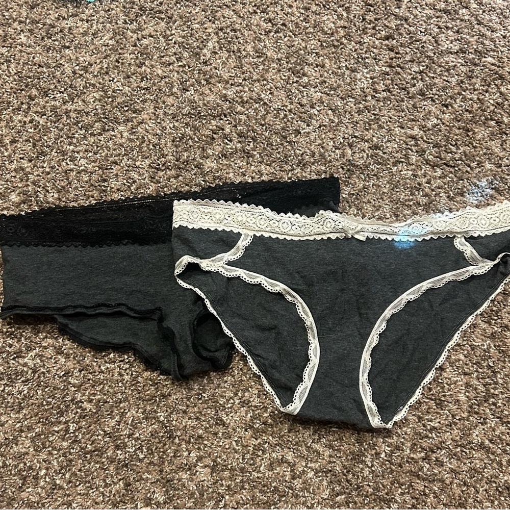 SO Black and Gray Lace Trim Panties